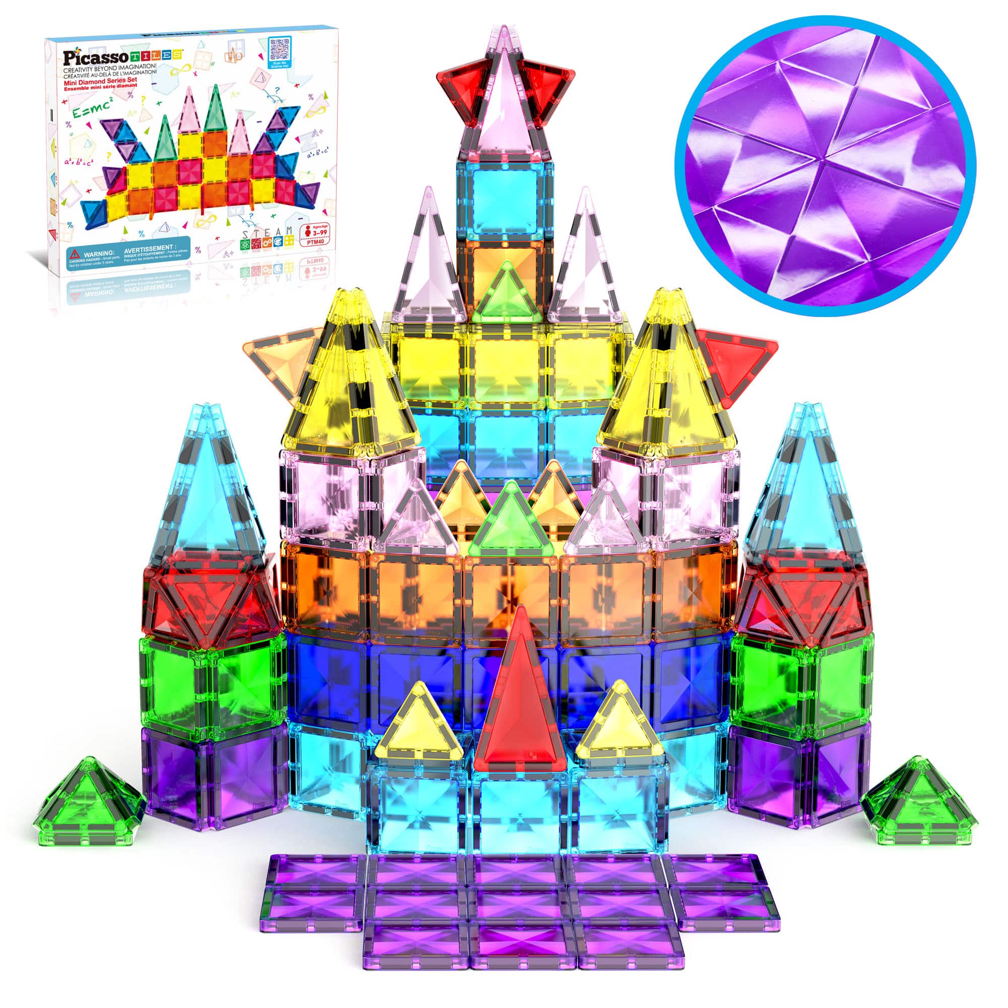 PicassoTiles® 40-Piece Travel Size Building Block Tile Set